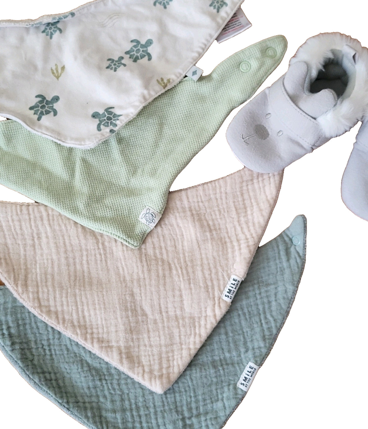 Smile at the World Baby Set Lätzchen Grün Beige 