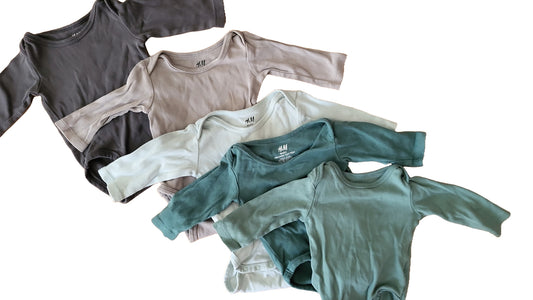 H&M Baby Body Set 56 Mehrfarbig Bio-Baumwolle Langarm 5er Pack