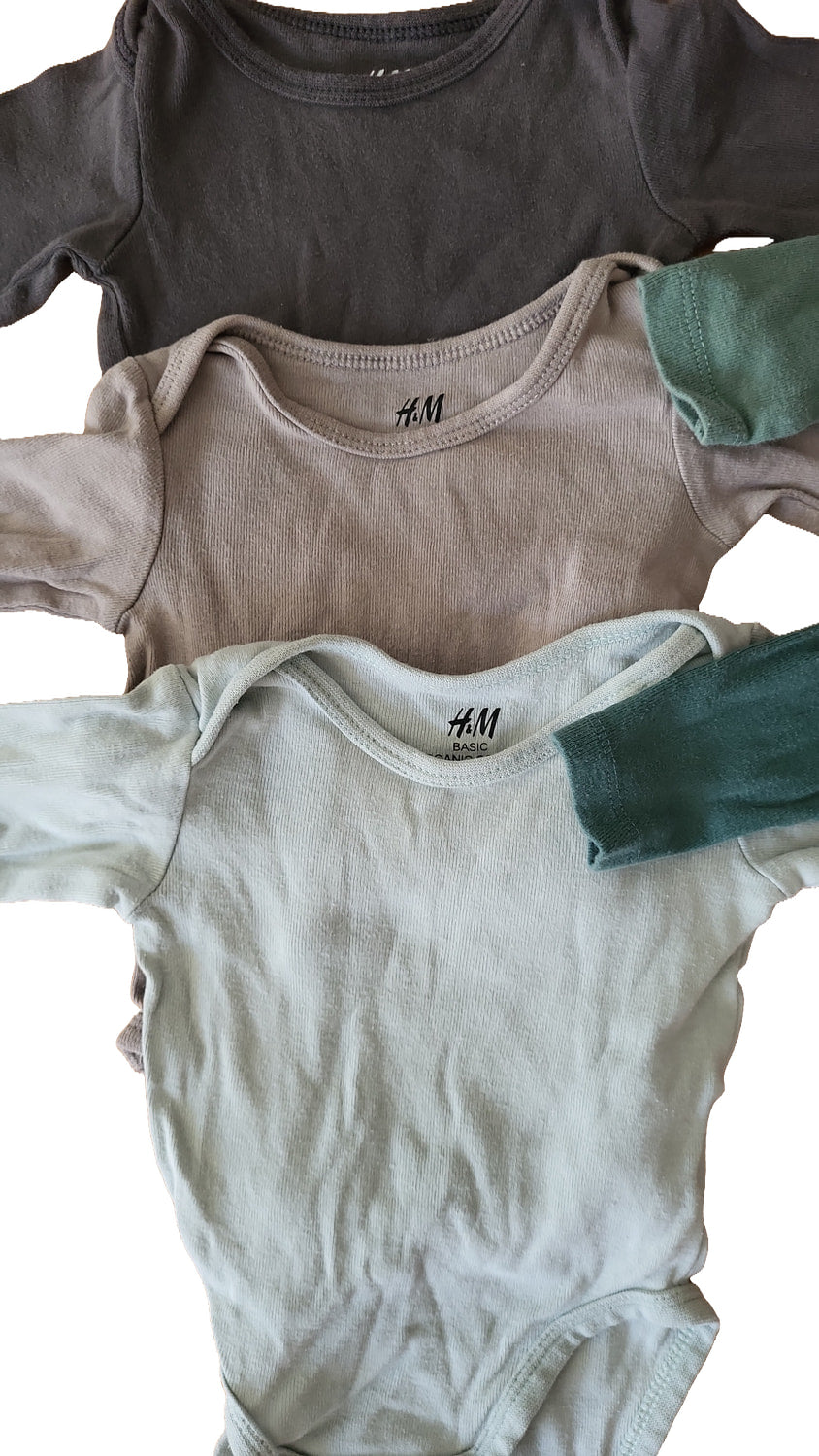 H&M Baby Body Set 56 Mehrfarbig Bio-Baumwolle Langarm 5er Pack
