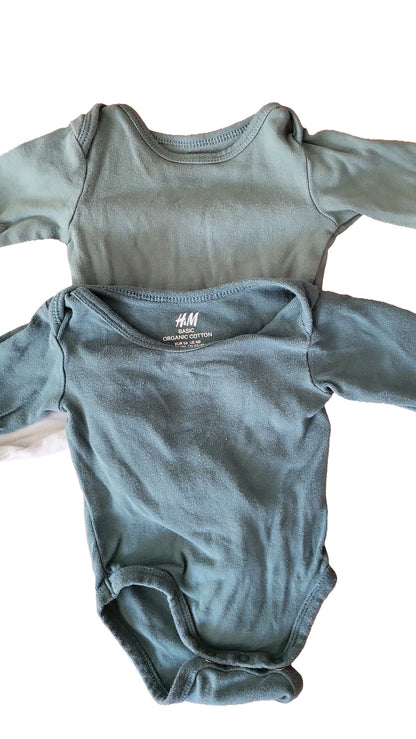 H&M Baby Body Set 56 Mehrfarbig Bio-Baumwolle Langarm 5er Pack