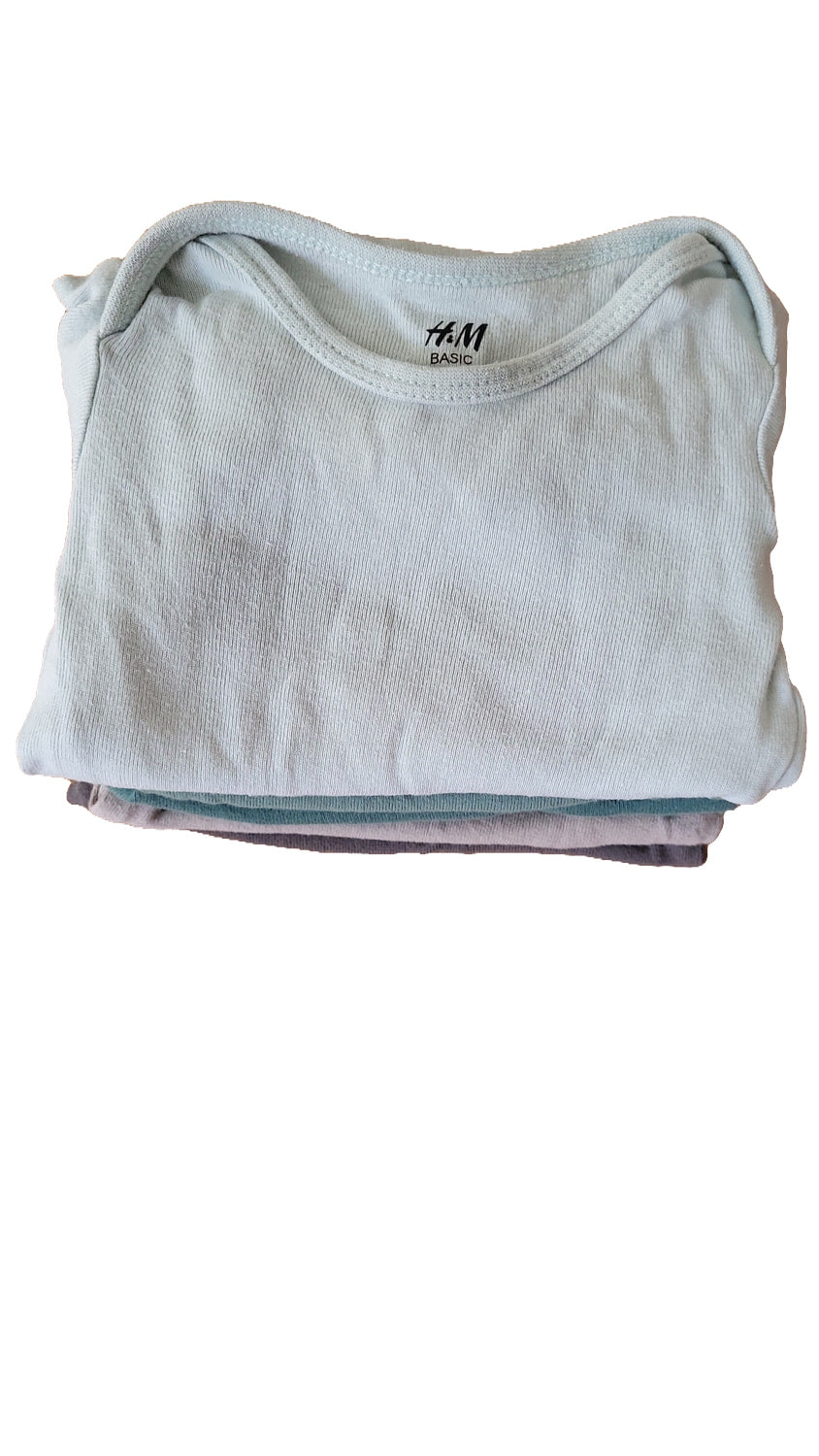 H&M Baby Body Set 56 Mehrfarbig Bio-Baumwolle Langarm 5er Pack