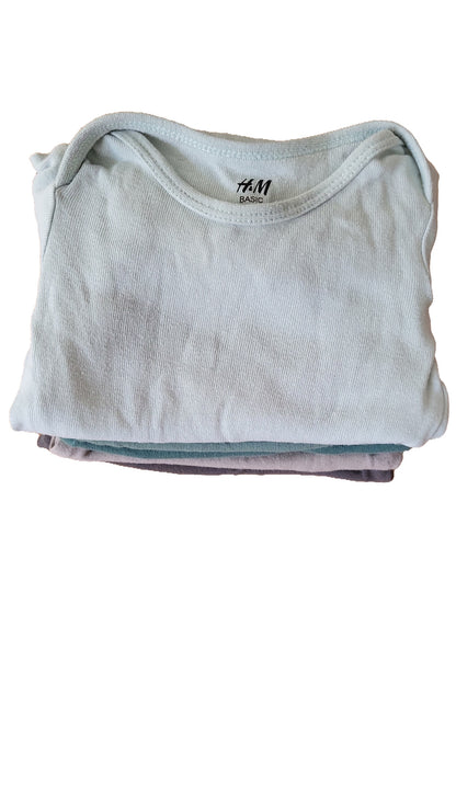 H&M Baby Body Set 56 Mehrfarbig Bio-Baumwolle Langarm 5er Pack