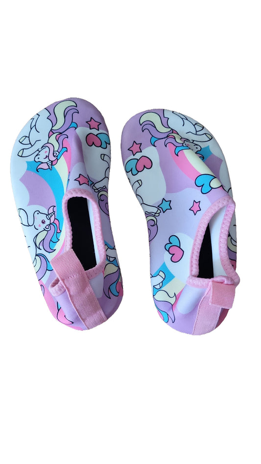 Kinder Badeschuhe Turnslipper Slipper Patschen Einhorn Rosa 