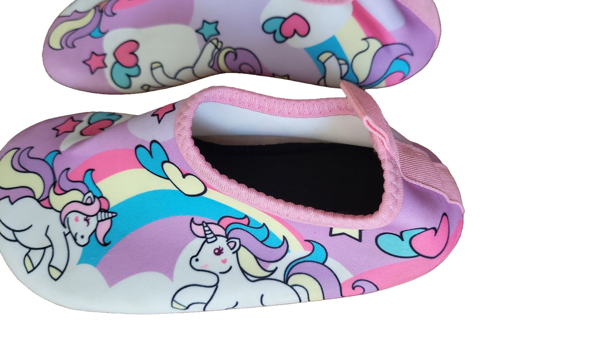 Kinder Badeschuhe Turnslipper Slipper Patschen Einhorn Rosa 