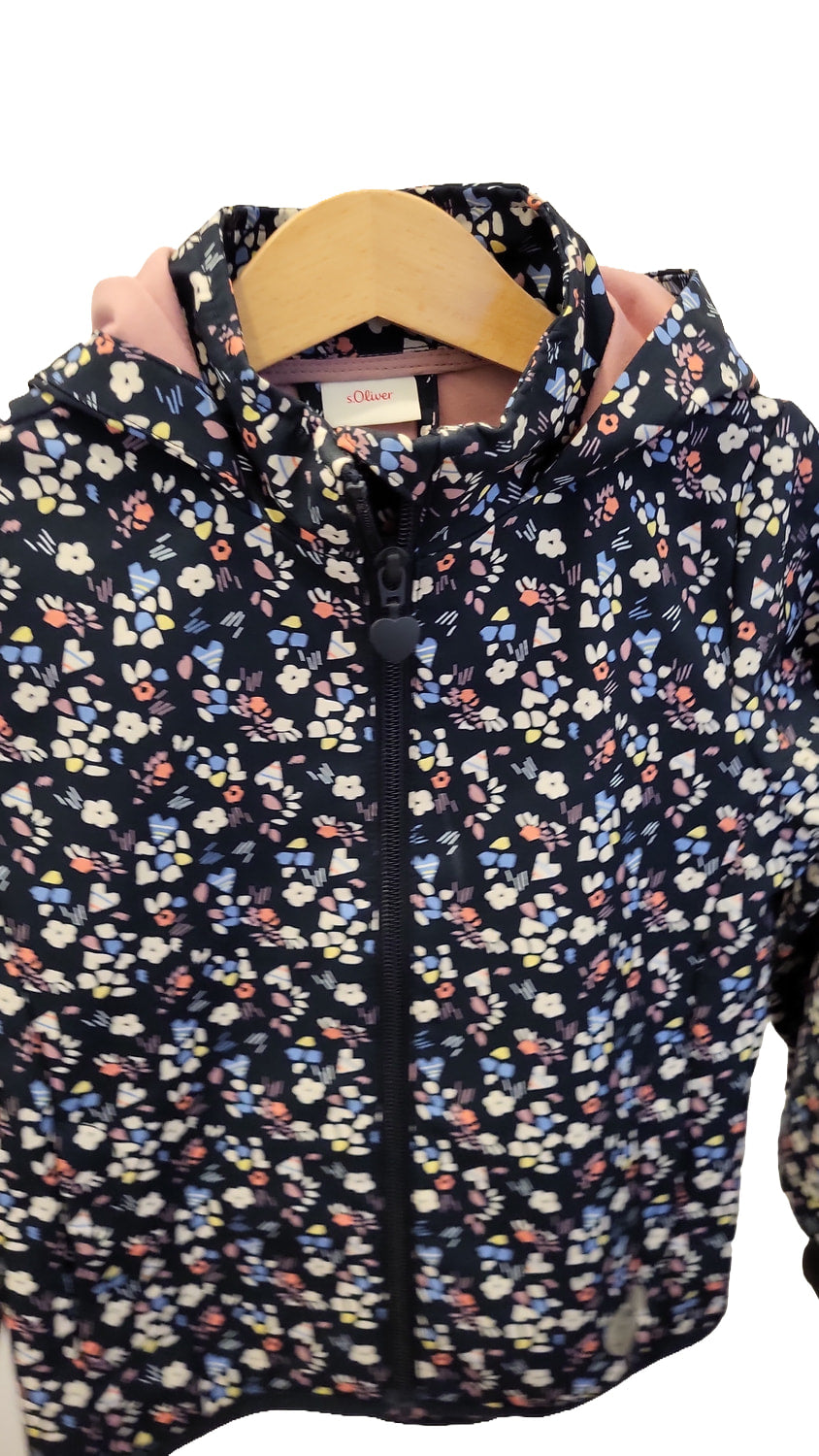 s.Oliver Jacke 104 Blau Softshell Blumenmuster mit Kapuze
