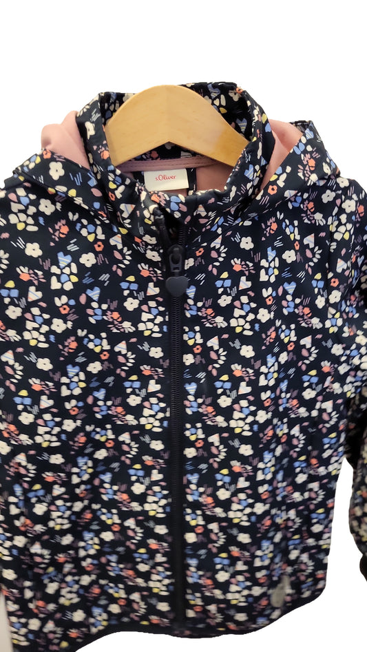s.Oliver Jacke 104 Blau Softshell Blumenmuster mit Kapuze