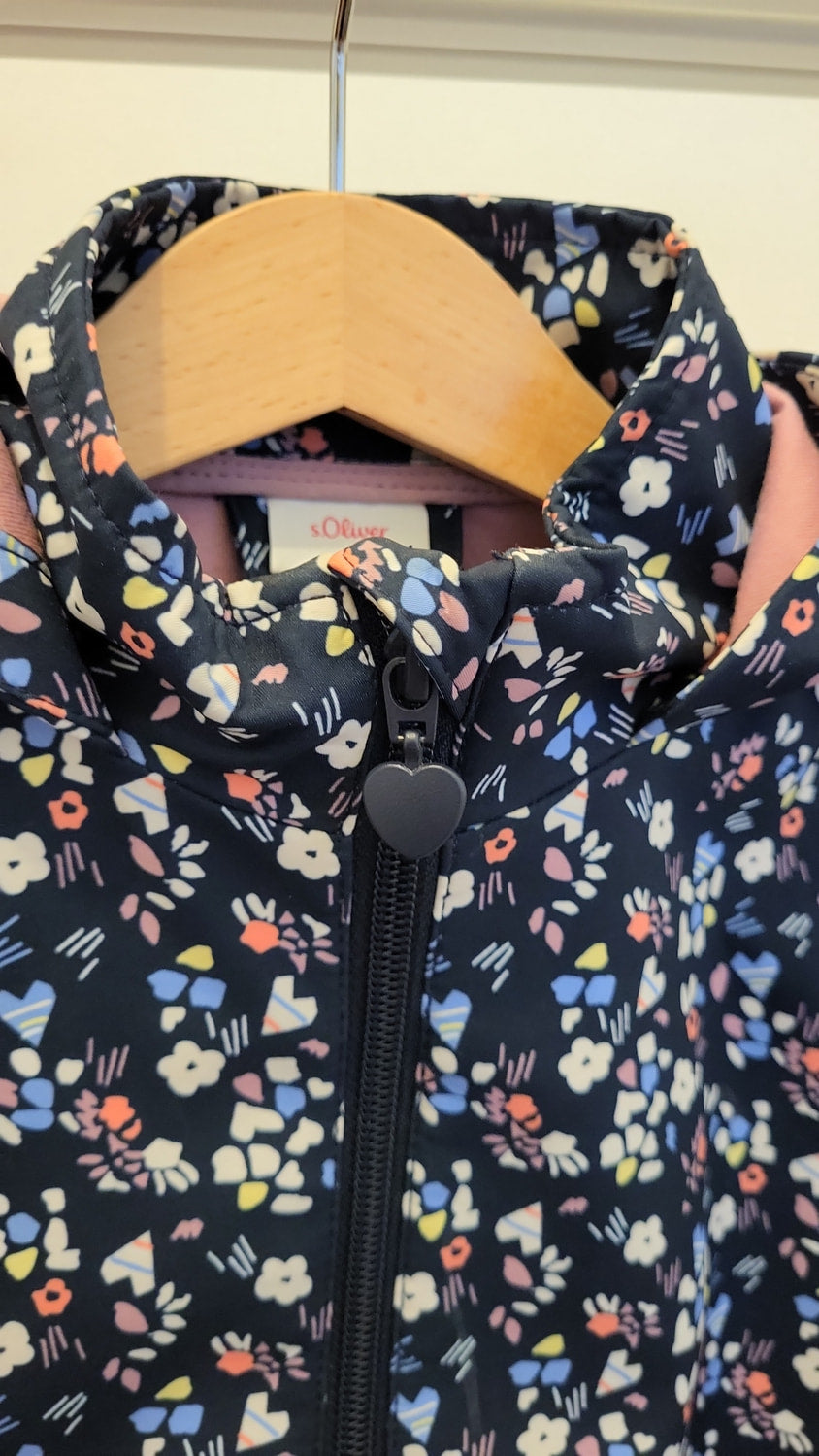 s.Oliver Jacke 104 Blau Softshell Blumenmuster mit Kapuze