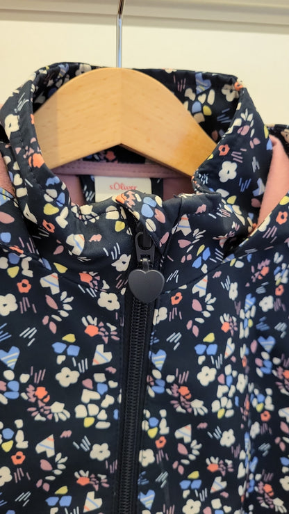 s.Oliver Jacke 104 Blau Softshell Blumenmuster mit Kapuze