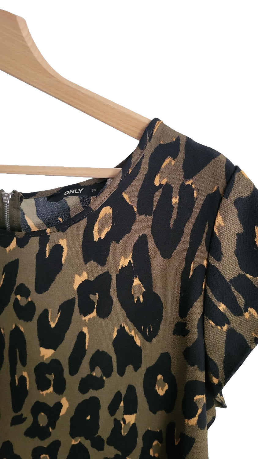 ONLY Bluse Shirt mit Leopardenmuster - Größe 40 Leo