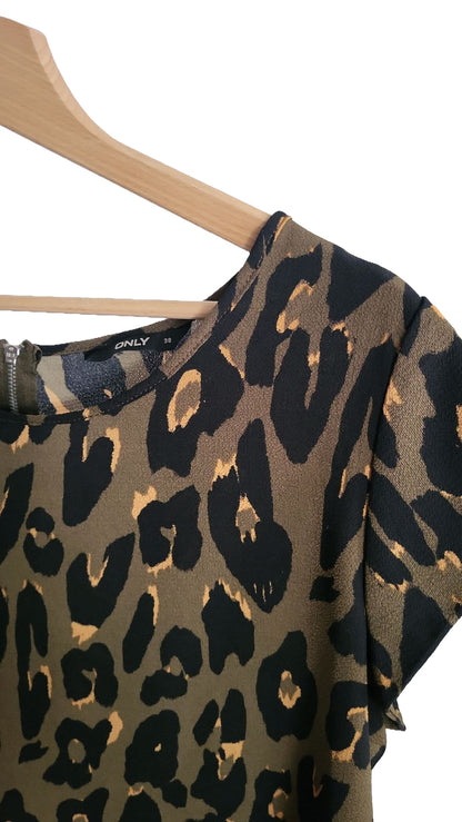 ONLY Bluse Shirt mit Leopardenmuster - Größe 40 Leo