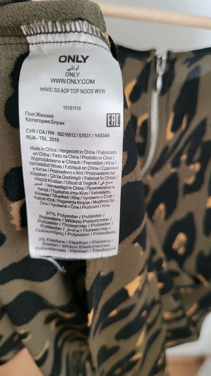 ONLY Bluse Shirt mit Leopardenmuster - Größe 40 Leo