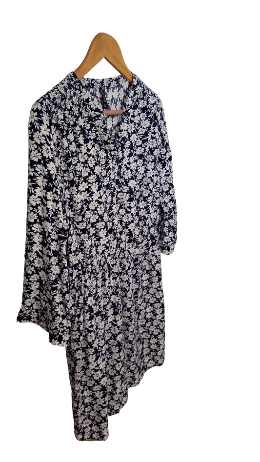 NKD Blumenkleid Midi Viskose - Größe M