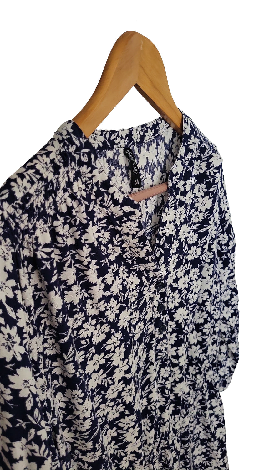 NKD Blumenkleid Midi Viskose - Größe M