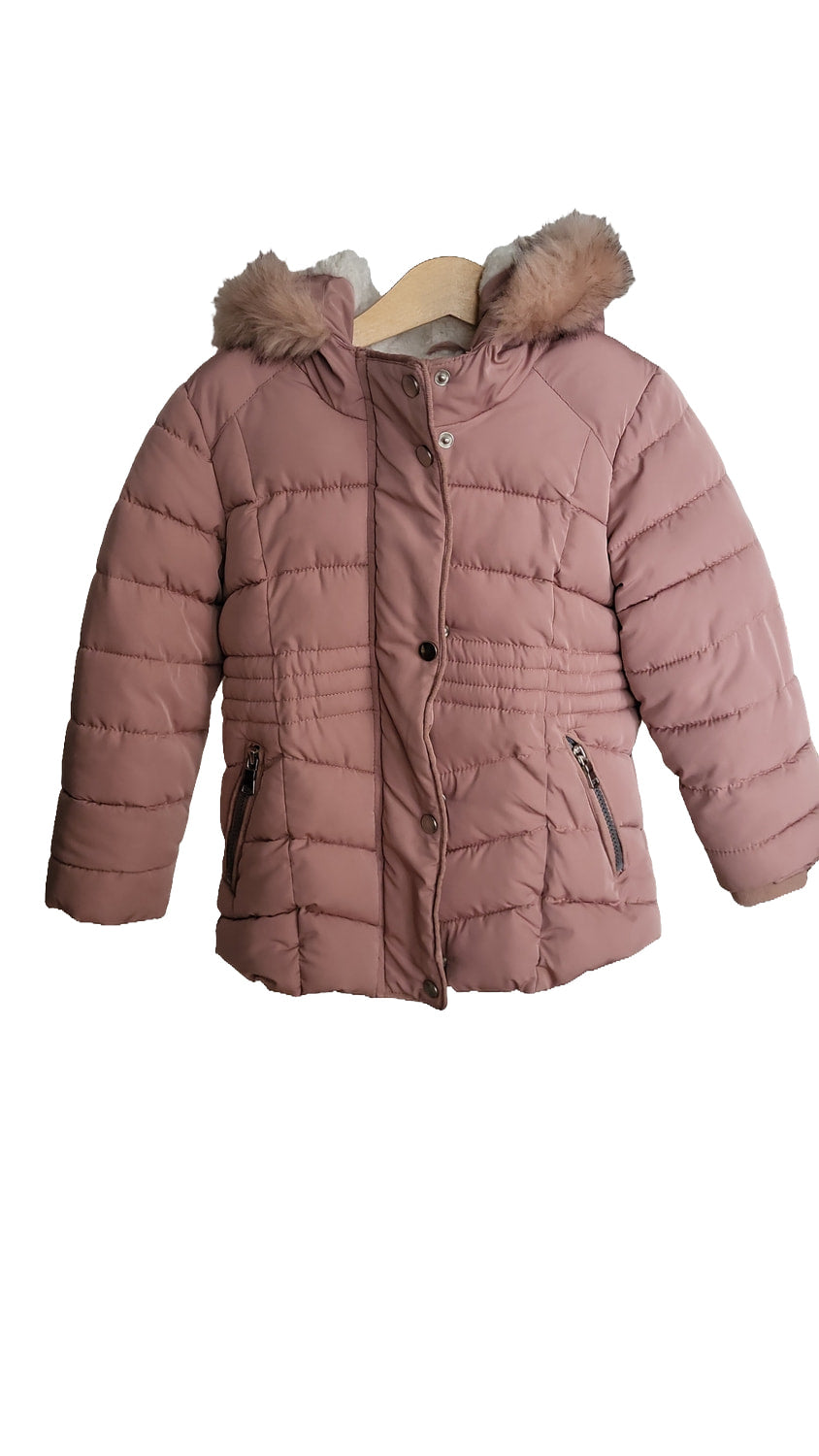Primark Winterjacke 92/ 98cm Rosa Mädchen Kapuze Kunstfell Gefüttert