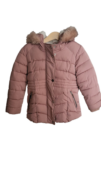 Primark Winterjacke 92/ 98cm Rosa Mädchen Kapuze Kunstfell Gefüttert