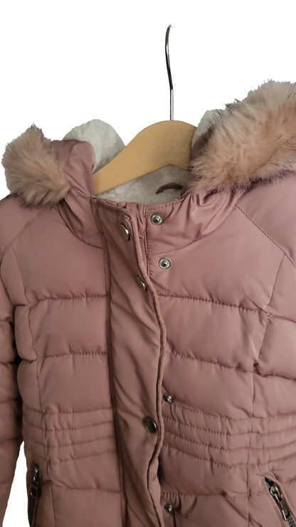 Primark Winterjacke 92/ 98cm Rosa Mädchen Kapuze Kunstfell Gefüttert