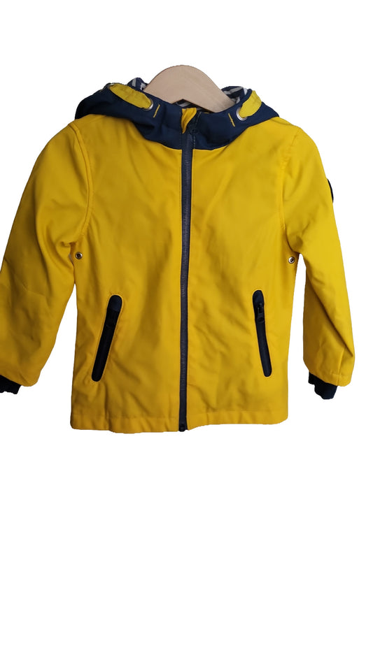 Impidimpi Kinder Übergangsjacke 86 92 Gelb Regenjacke gefüttert Kapuze Krokodil Softshell
