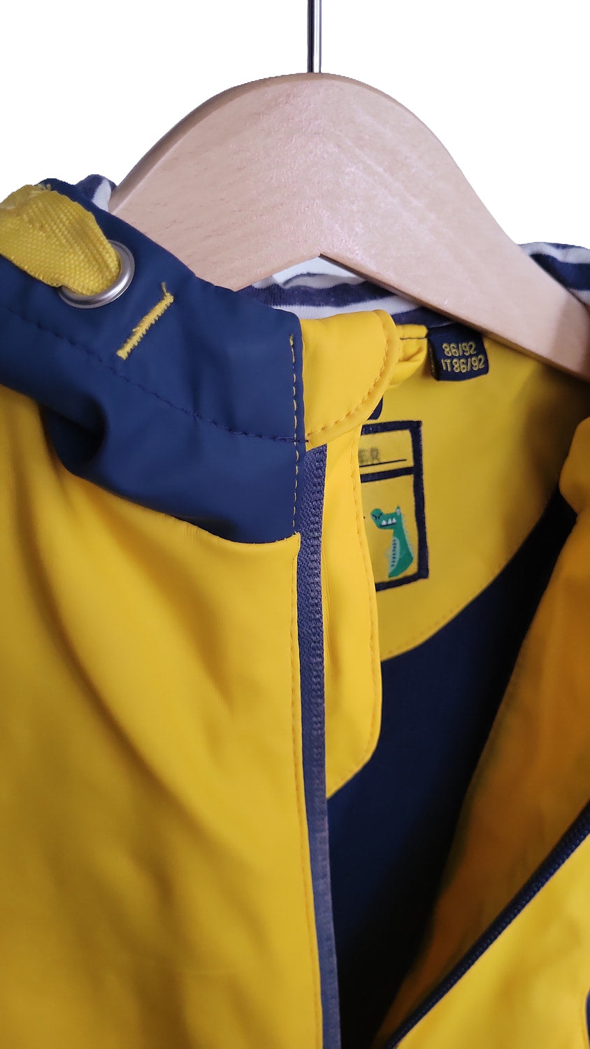 Impidimpi Kinder Übergangsjacke 86 92 Gelb Regenjacke gefüttert Kapuze Krokodil Softshell