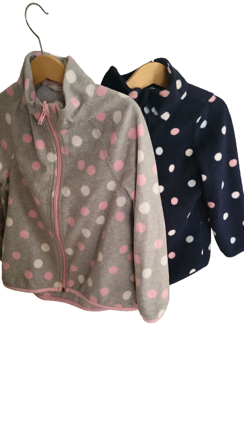 Fleecejacke Fleeceweste Set Mädchen 104,110 blau rosa grau Punkte Kindergarten Kinderweste