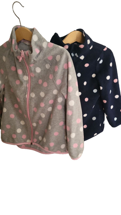 Fleecejacke Fleeceweste Set Mädchen 104,110 blau rosa grau Punkte Kindergarten Kinderweste