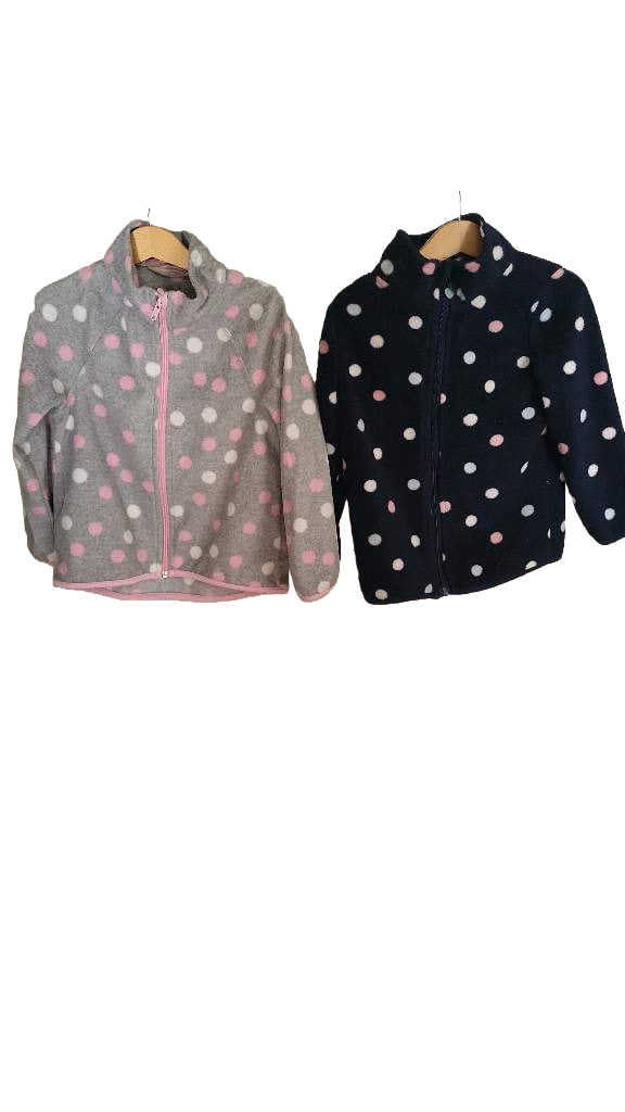 Fleecejacke Fleeceweste Set Mädchen 104,110 blau rosa grau Punkte Kindergarten Kinderweste