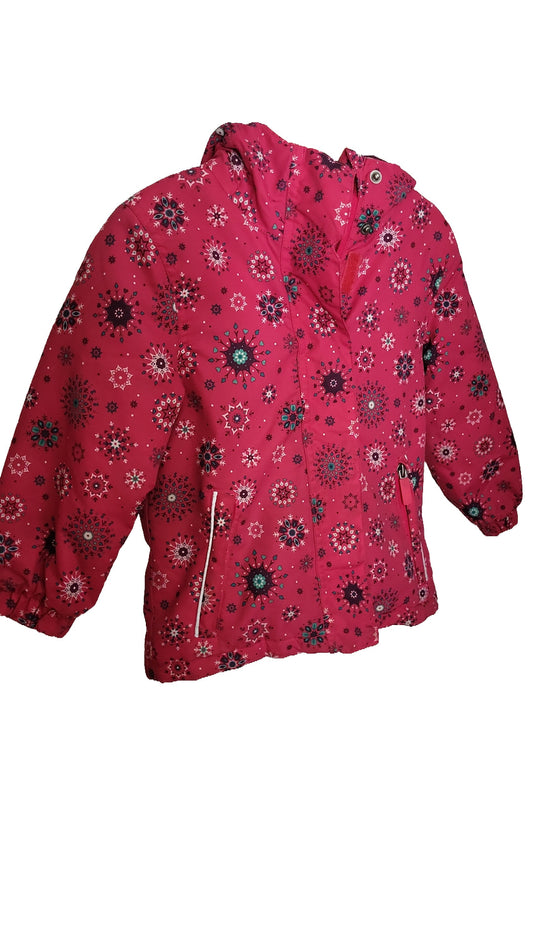 Rodeo Winterjacke 98 Pink Schneeflocken Kapuze Wasserdicht