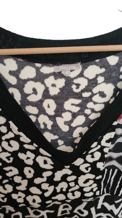Sha Sha Strickkleid Muster-Mix Schwarz-Weiß - Größe M
