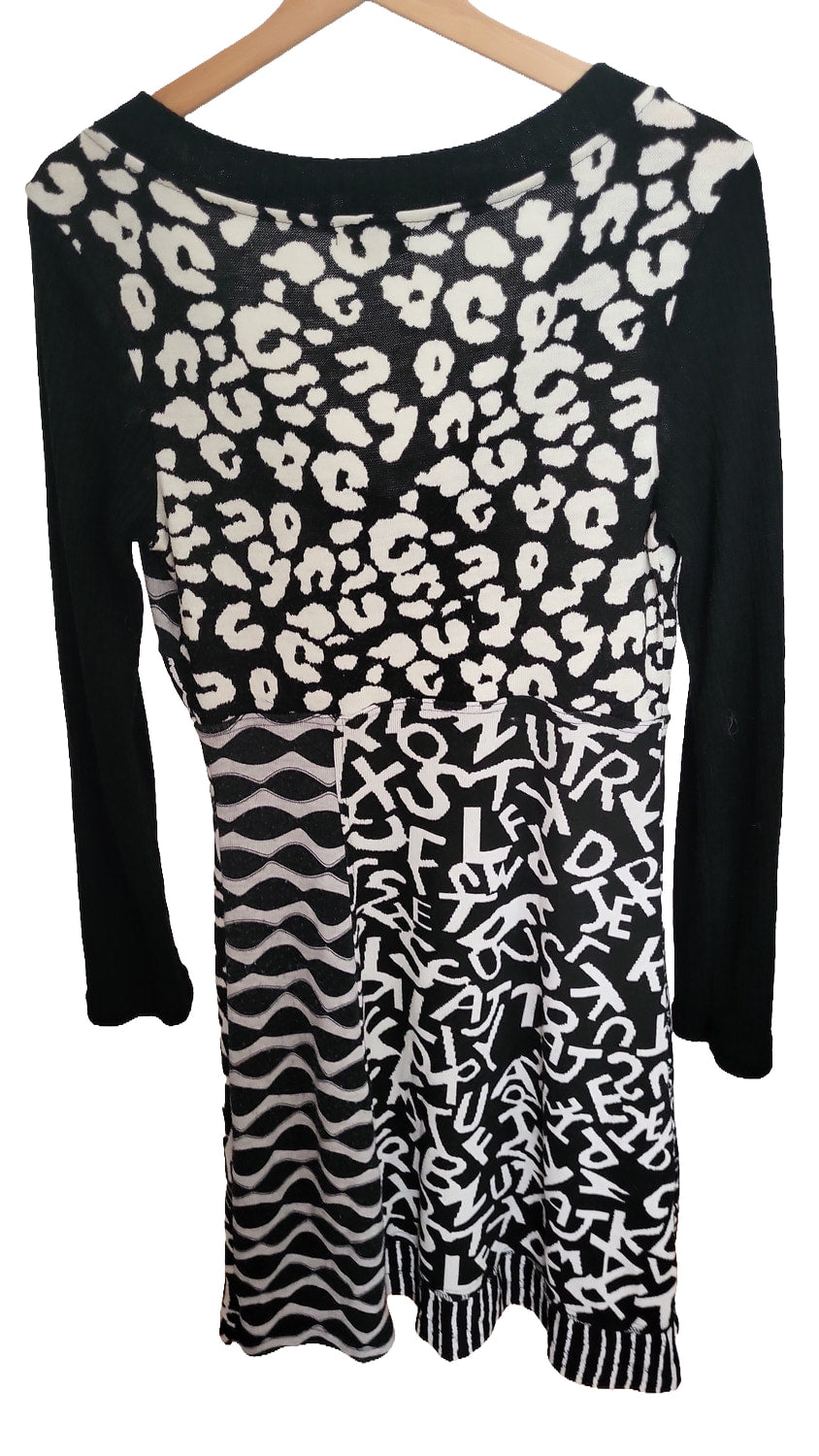 Sha Sha Strickkleid Muster-Mix Schwarz-Weiß - Größe M