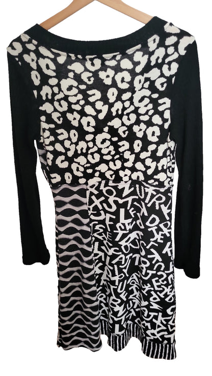 Sha Sha Strickkleid Muster-Mix Schwarz-Weiß - Größe M