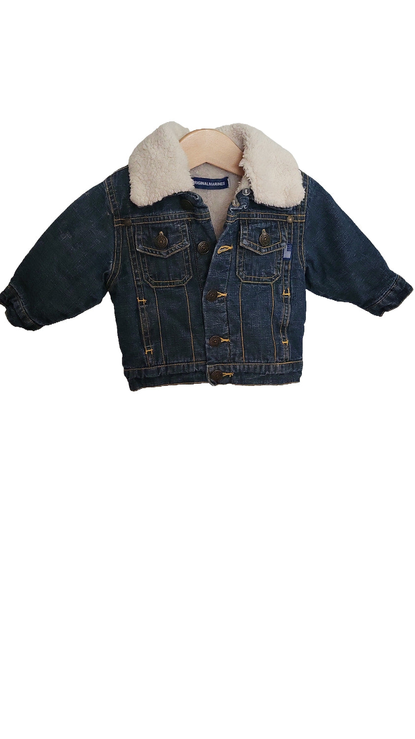 Original Marines Jeansjacke Baby 0 bis 3 Monate 56/ 62/ 68 Blau Teddyfell Herbstjacke