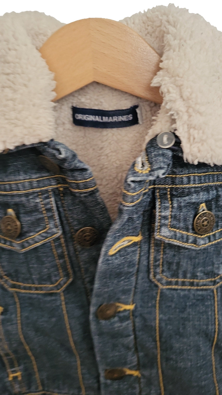 Original Marines Jeansjacke Baby 0 bis 3 Monate 56/ 62/ 68 Blau Teddyfell Herbstjacke