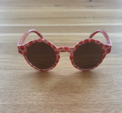Kinder Sonnenbrille Rosa Erdbeer Muster UV400 Cat 3 Rund