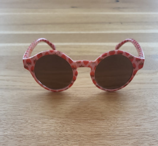 Kinder Sonnenbrille Rosa Erdbeer Muster UV400 Cat 3 Rund