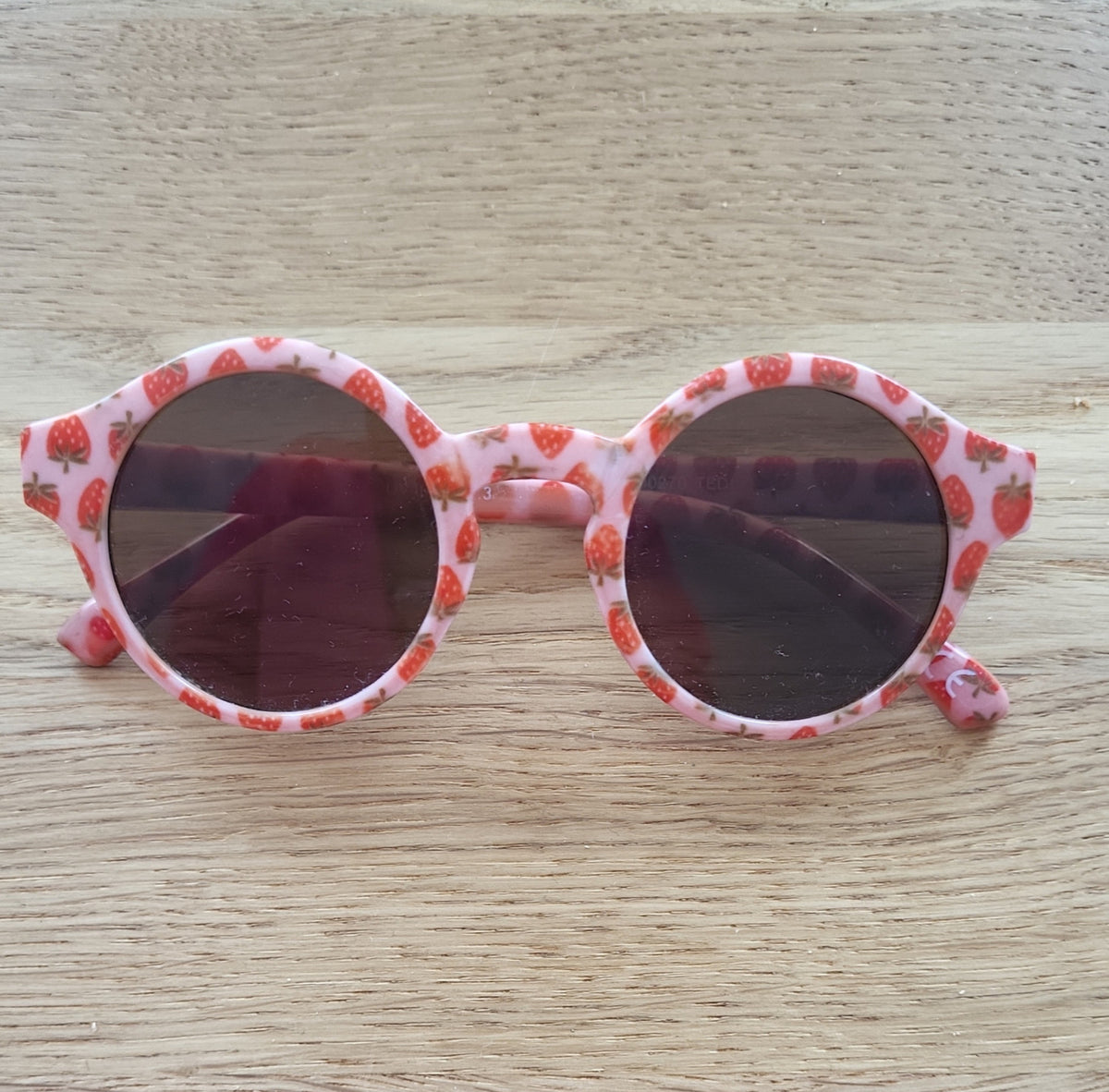 Kinder Sonnenbrille Rosa Erdbeer Muster UV400 Cat 3 Rund