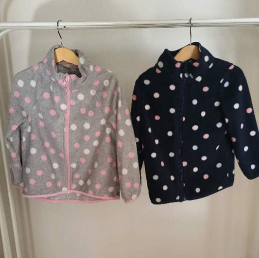 Fleecejacke Fleeceweste Set Mädchen 104,110 blau rosa grau Punkte Kindergarten Kinderweste