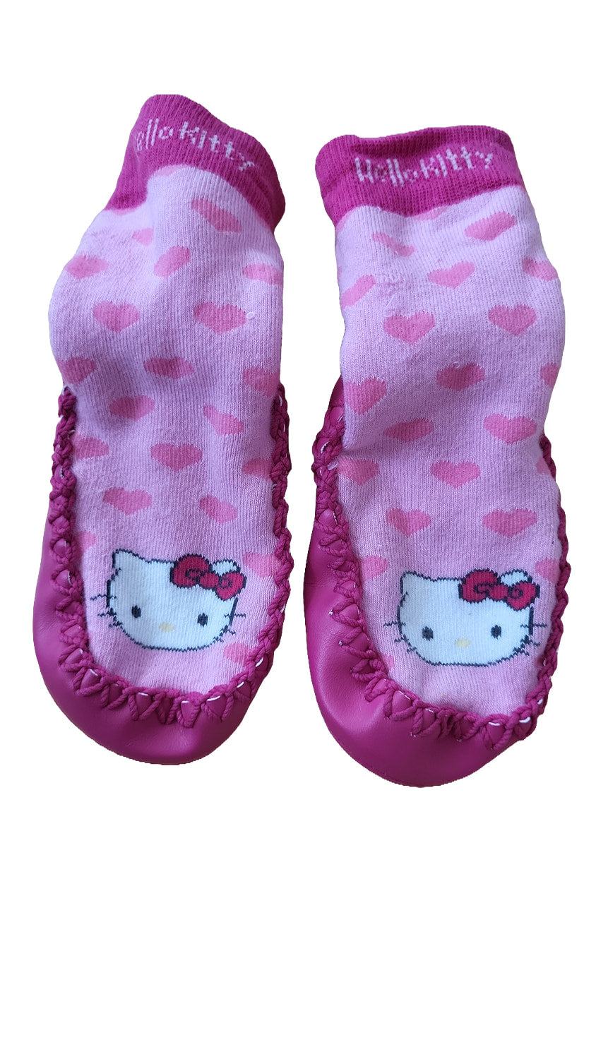 Hello Kitty Hausschuh Socken Gr 21-23 Pink Herzen Sanrio Slipper Socken