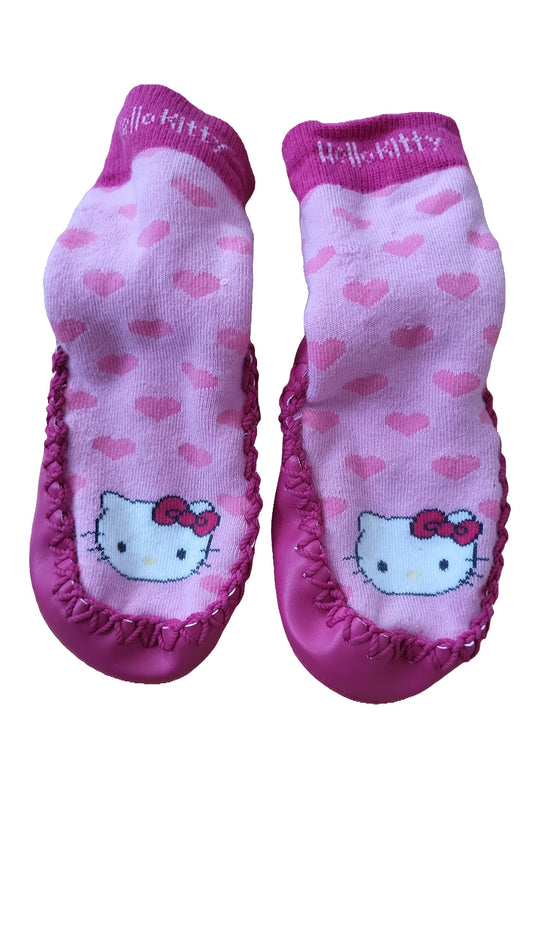 Hello Kitty Hausschuh Socken Gr 21-23 Pink Herzen Sanrio Slipper Socken