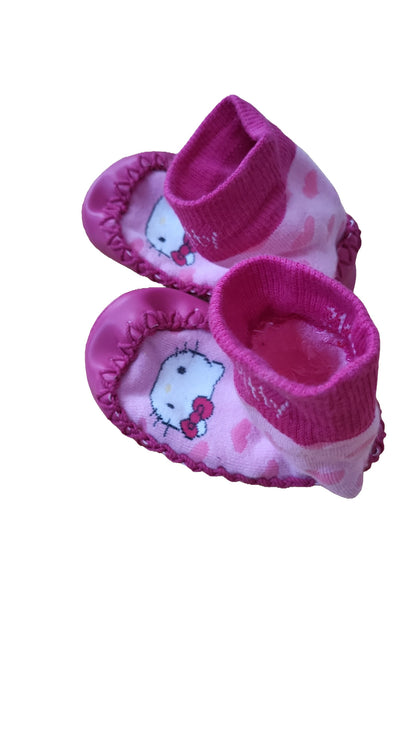 Hello Kitty Hausschuh Socken Gr 21-23 Pink Herzen Sanrio Slipper Socken