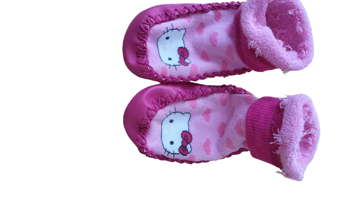 Hello Kitty Hausschuh Socken Gr 21-23 Pink Herzen Sanrio Slipper Socken